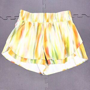 High-Rise Step Up Shorts M By Calia Rainbow Pastel Print 3" Inseam Relaxed Fit P